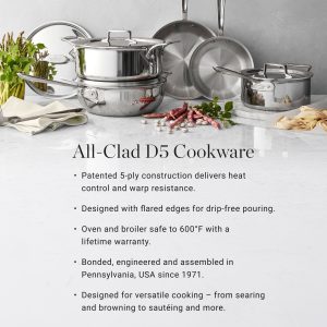 All-Clad D5® Polished Stainless-Steel Deep Skillet, Set of 2