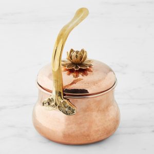 Ruffoni Historia Hammered Copper Tea Kettle with Lotus Knob, 3-Qt