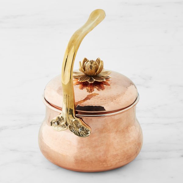 Ruffoni Historia Hammered Copper Tea Kettle with Lotus Knob, 3-Qt